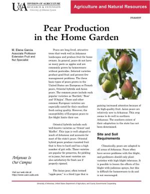 Pear Production in the Home Garden