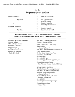 Supreme Court of Ohio Clerk of Court - Filed January 02, 2018 - Case No
