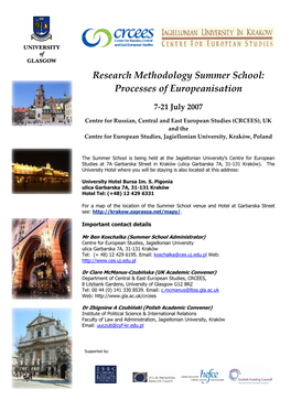 Research Methodology Summer School: Processes of Europeanisation
