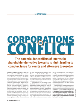 Conflicts Inherent in Shareholder Derivative Actions