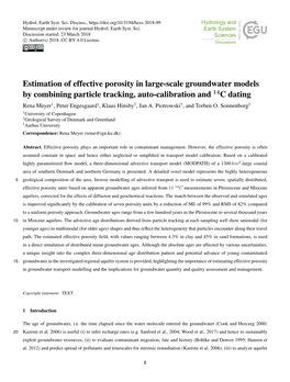 Estimation of Effective Porosity in Large-Scale Groundwater Models