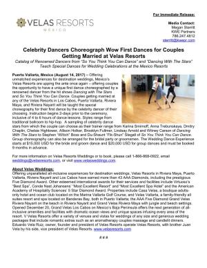 Celebrity Dancers Choreograph Wow First Dances for Couples Getting Married at Velas Resorts