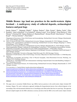 Middle Bronze Age Land Use Practices in the North-Western Alpine Foreland