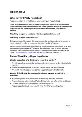 Third Party Reporting Centre See List