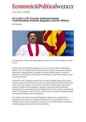 Sri Lanka's Tilt Towards Authoritarianism: Understanding