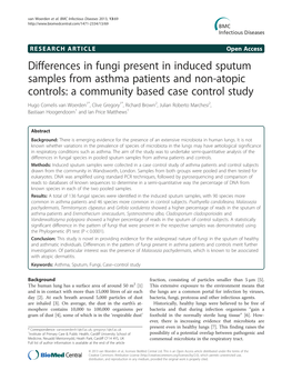 Differences in Fungi Present in Induced Sputum Samples from Asthma