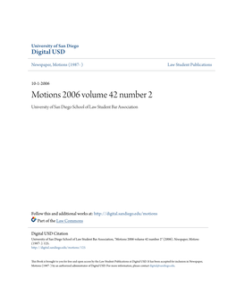 Motions 2006 Volume 42 Number 2 University of San Diego School of Law Student Bar Association