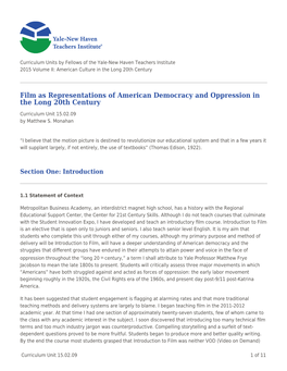 Film As Representations of American Democracy and Oppression in the Long 20Th Century
