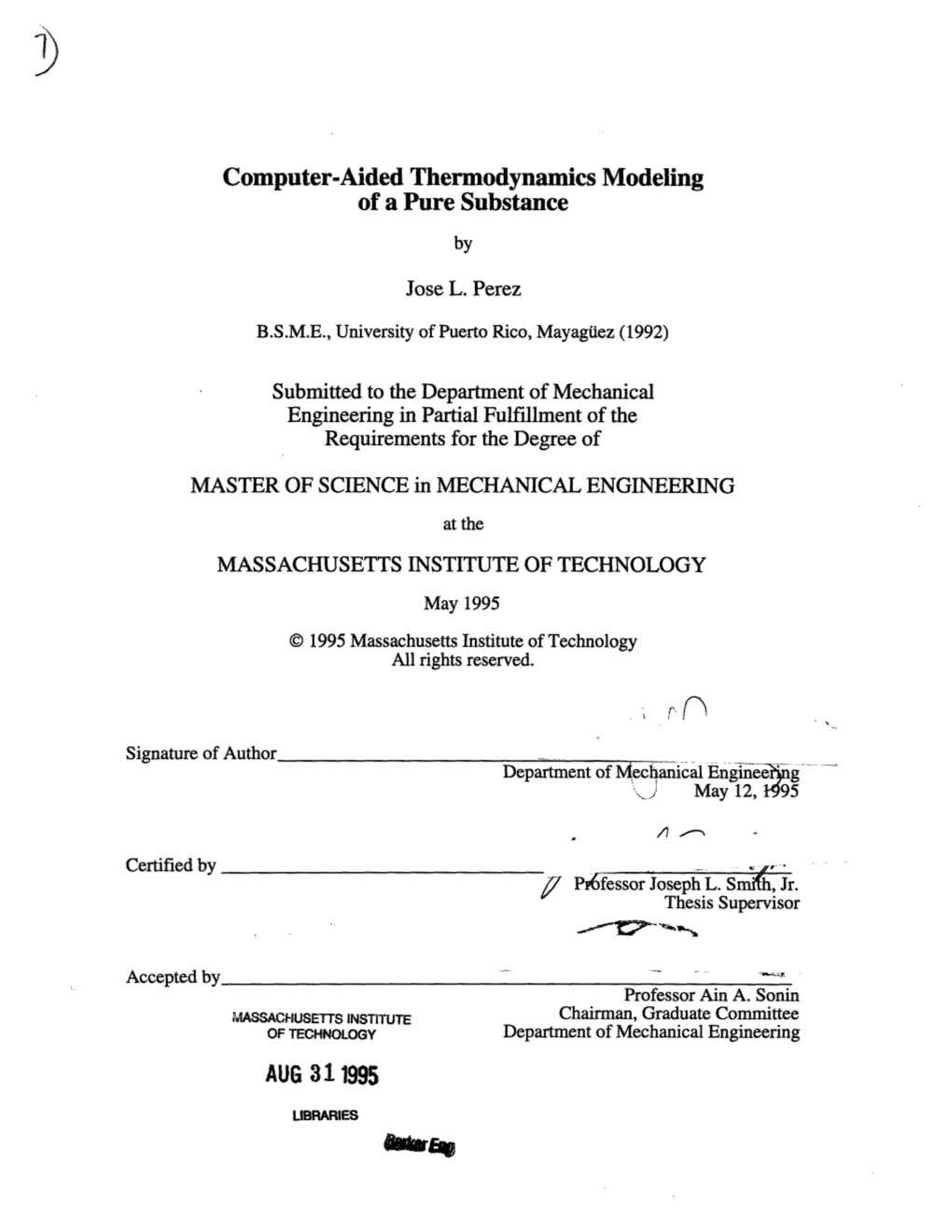 Computer-Aided Thermodynamics Modeling of a Pure Substance