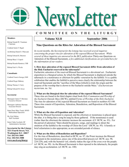 USCCB Newsletter on Liturgy