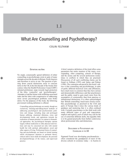 Chapter 1.1 What Are Counselling and Psychotherapy?