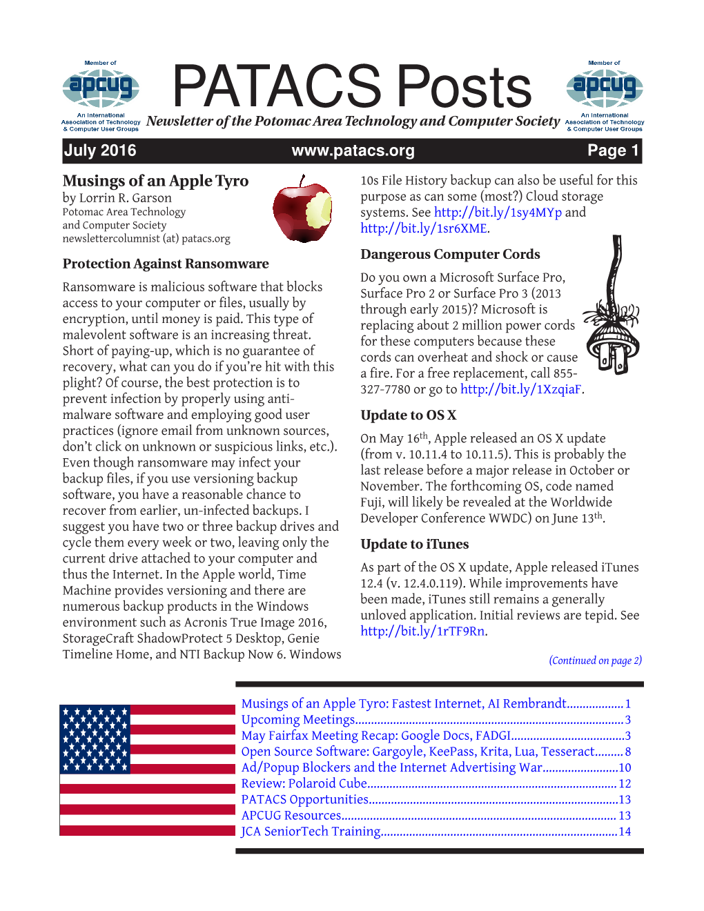 PATACS Posts Newsletterofthe Potomacareatechnology and Computersociety July 201 6 Page 1