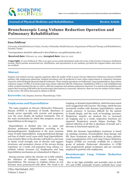 Bronchoscopic Lung Volume Reduction Operation and Pulmonary Rehabilitation
