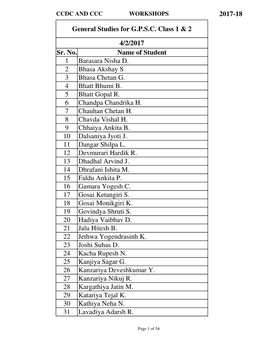 2017-18 Workshop Admitted Students