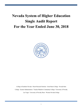 Nevada System of Higher Education Single Audit Report for the Year Ended June 30, 2018