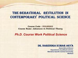 The Behavioral Revolution in Contemporary Political Science