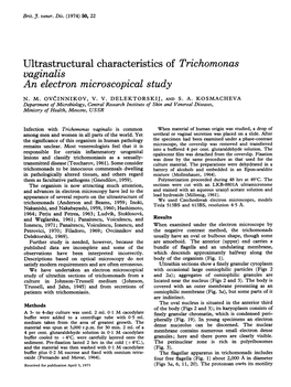 Ultrastructural Characteristics of Trichomonas .Vagina Is an Electron Microscopical Study