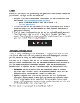Log in Adding Or Editing Content