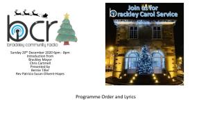 Programme Order and Lyrics Holly Jolly - Royal Latin Band Away in a Manger - Choir of St