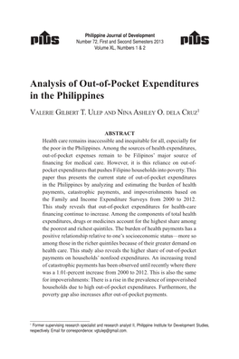Analysis of Out-Of-Pocket Expenditures in the Philippines