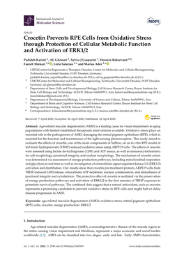 Crocetin Prevents RPE Cells from Oxidative Stress Through Protection of Cellular Metabolic Function and Activation of ERK1/2