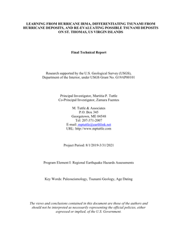Learning from Hurricane Irma, Differentiating Tsunami from Hurricane Deposits, and Re-Evaluating Possible Tsunami Deposits on St