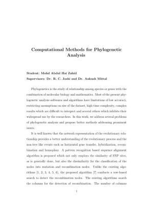 Computational Methods for Phylogenetic Analysis