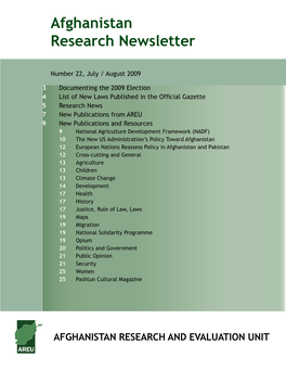Afghanistan Research Newsletter