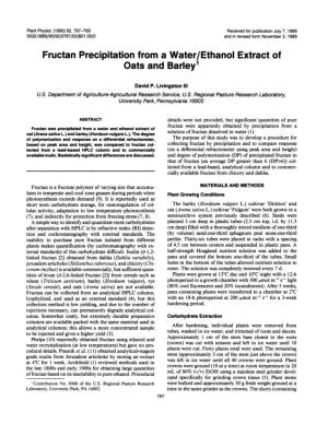 Fructan Precipitation from a Water/Ethanol Extract of Oats and Barley1
