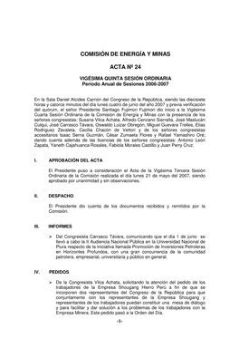 Comisión De Energía Y Minas Acta Nº 24