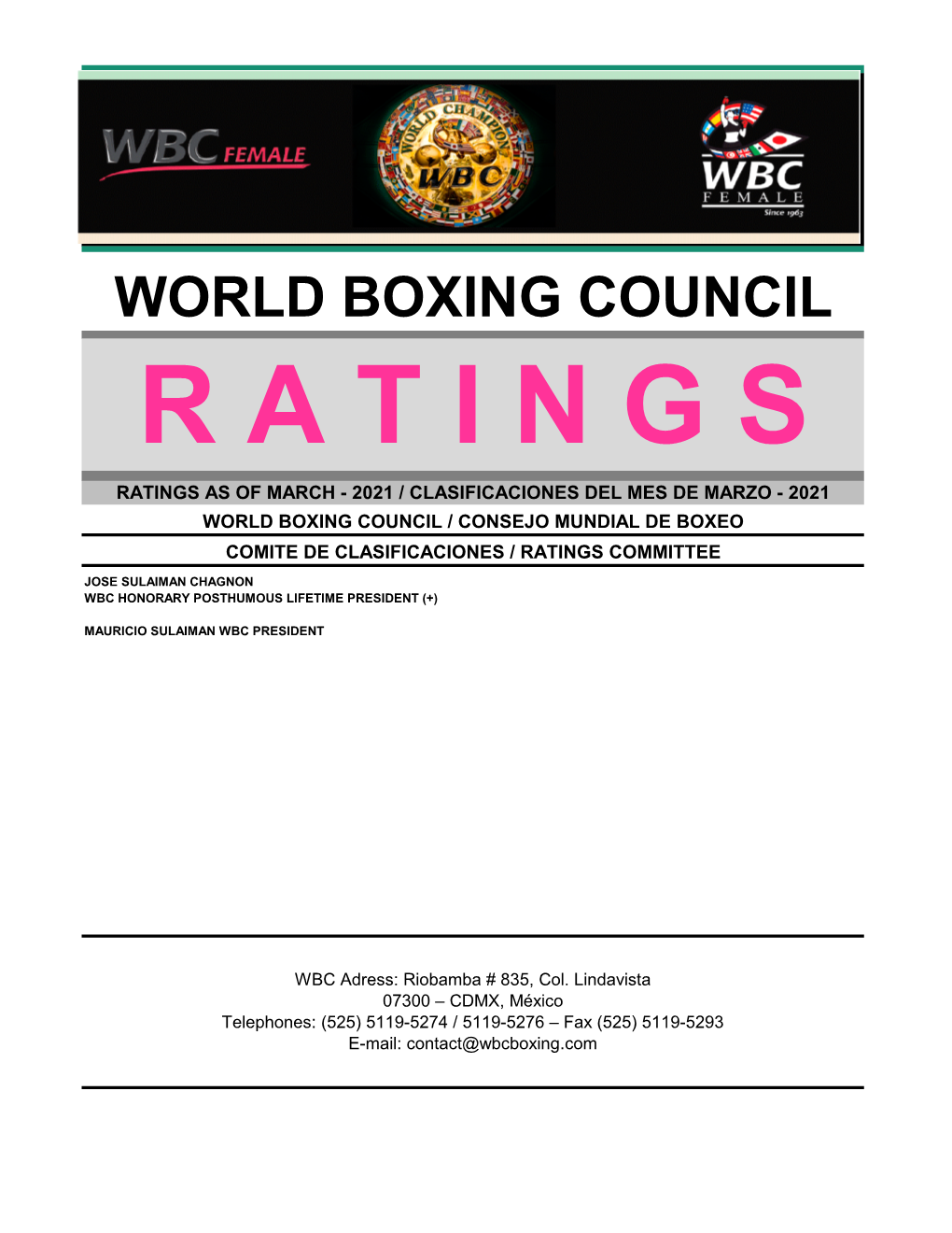 World Boxing Council Ratings