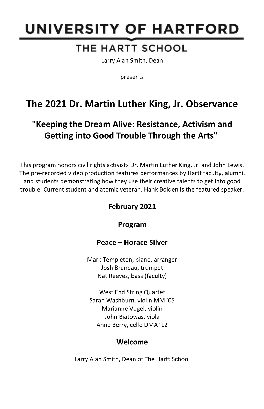 The 2021 Dr. Martin Luther King, Jr. Observance