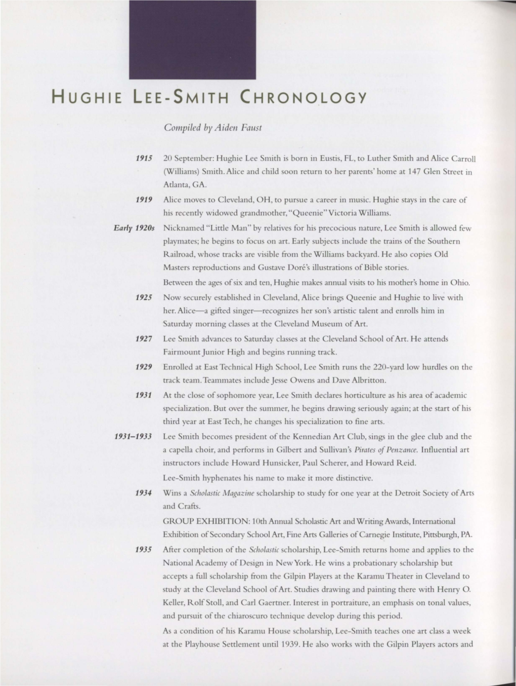 Hughie Lee-Smith Chronology