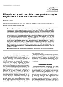 Life Cycle and Growth Rate of the Chaetognath Parasagitta Elegans in the Northern North Pacific Ocean