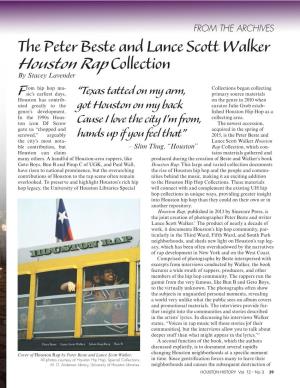 The Peter Beste and Lance Scott Walker Houston Rap Collection by Stacey Lavender