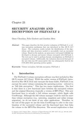 Security Analysis and Decryption of Filevault 2
