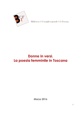 Donne in Versi. La Poesia Femminile in Toscana