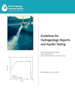 Guidelines for Hydrogeologic Reports and Aquifer Testing