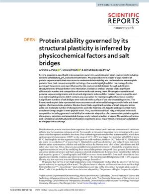 Protein Stability Governed by Its Structural Plasticity Is Inferred by Physicochemical Factors and Salt Bridges Anindya S