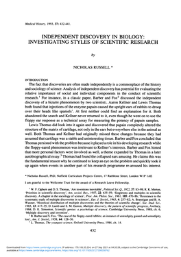 Independent Discovery in Biology: Investigating Styles of Scientific Research