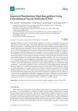 Improved Handwritten Digit Recognition Using Convolutional Neural Networks (CNN)