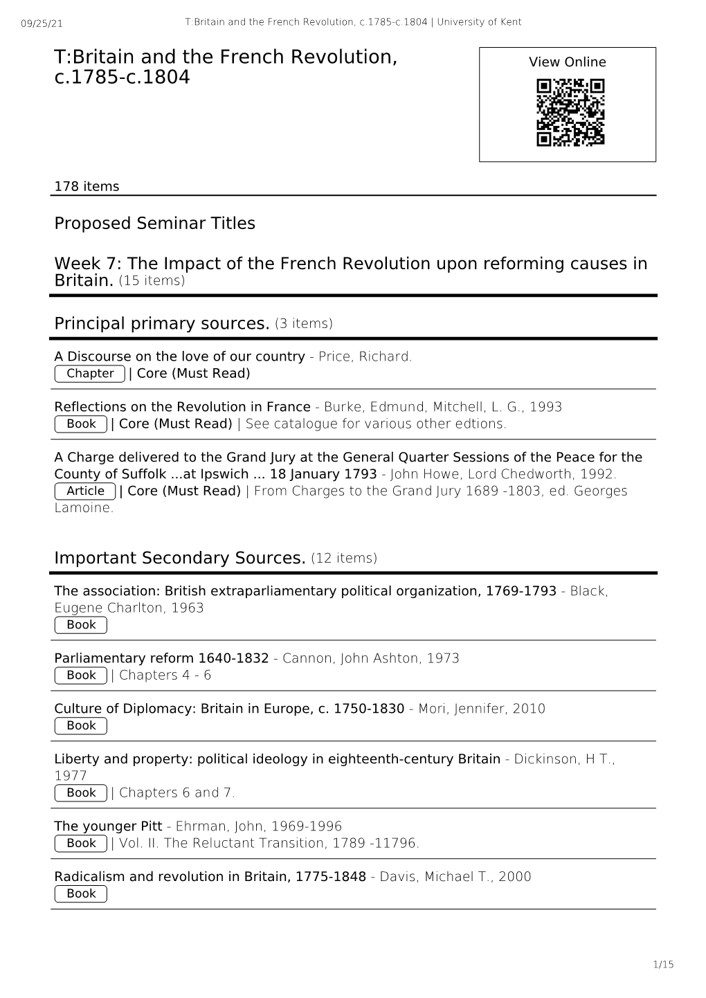 T:Britain and the French Revolution, C.1785-C.1804 | University of Kent