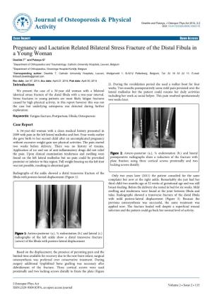 Pregnancy and Lactation Related Bilateral Stress Fracture of The