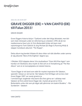 GRAVE DIGGER (DE) + VAN CANTO (DE) Till Falun 2011!