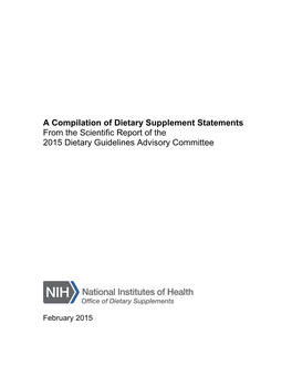 A Compilation of Dietary Supplement Statements from the Scientific Report of the 2015 Dietary Guidelines Advisory Committee