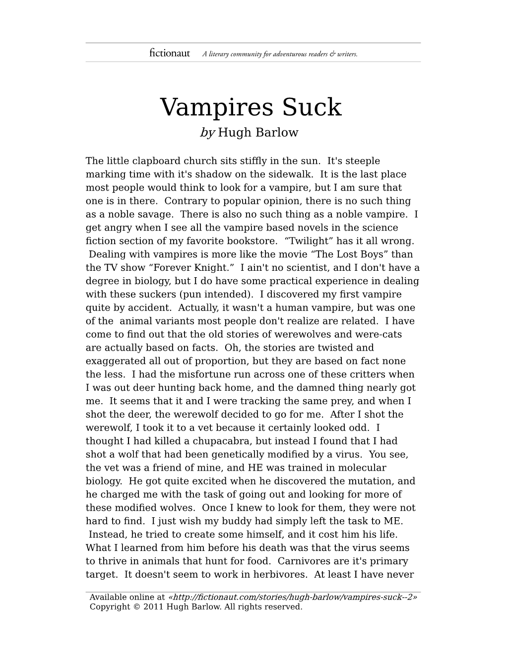 Vampires Suck by Hugh Barlow