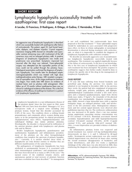 Lymphocytic Hypophysitis Successfully Treated with Azathioprine