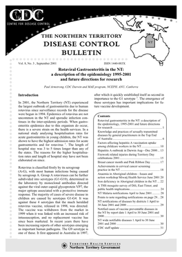 Rotaviral Gastroenteritis in the NT: a Description of the Epidemiology 1995-2001 and Future Directions for Research