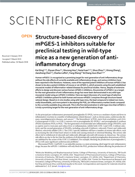 Structure-Based Discovery of Mpges-1 Inhibitors Suitable For