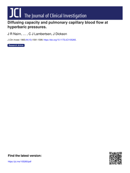 Diffusing Capacity and Pulmonary Capillary Blood Flow at Hyperbaric Pressures